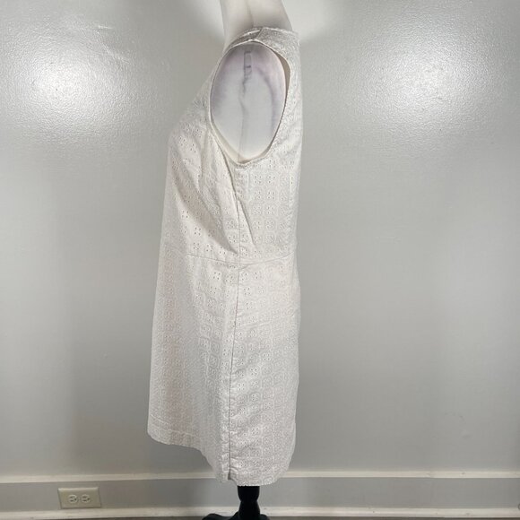 Banana Republic Sheath Dress Womens Size 10 White Eyelet Round Neck Back Zip - Picture 5 of 15